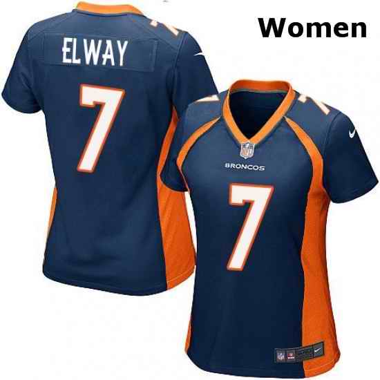 Womens Nike Denver Broncos 7 John Elway Game Navy Blue Alternate NFL Jersey